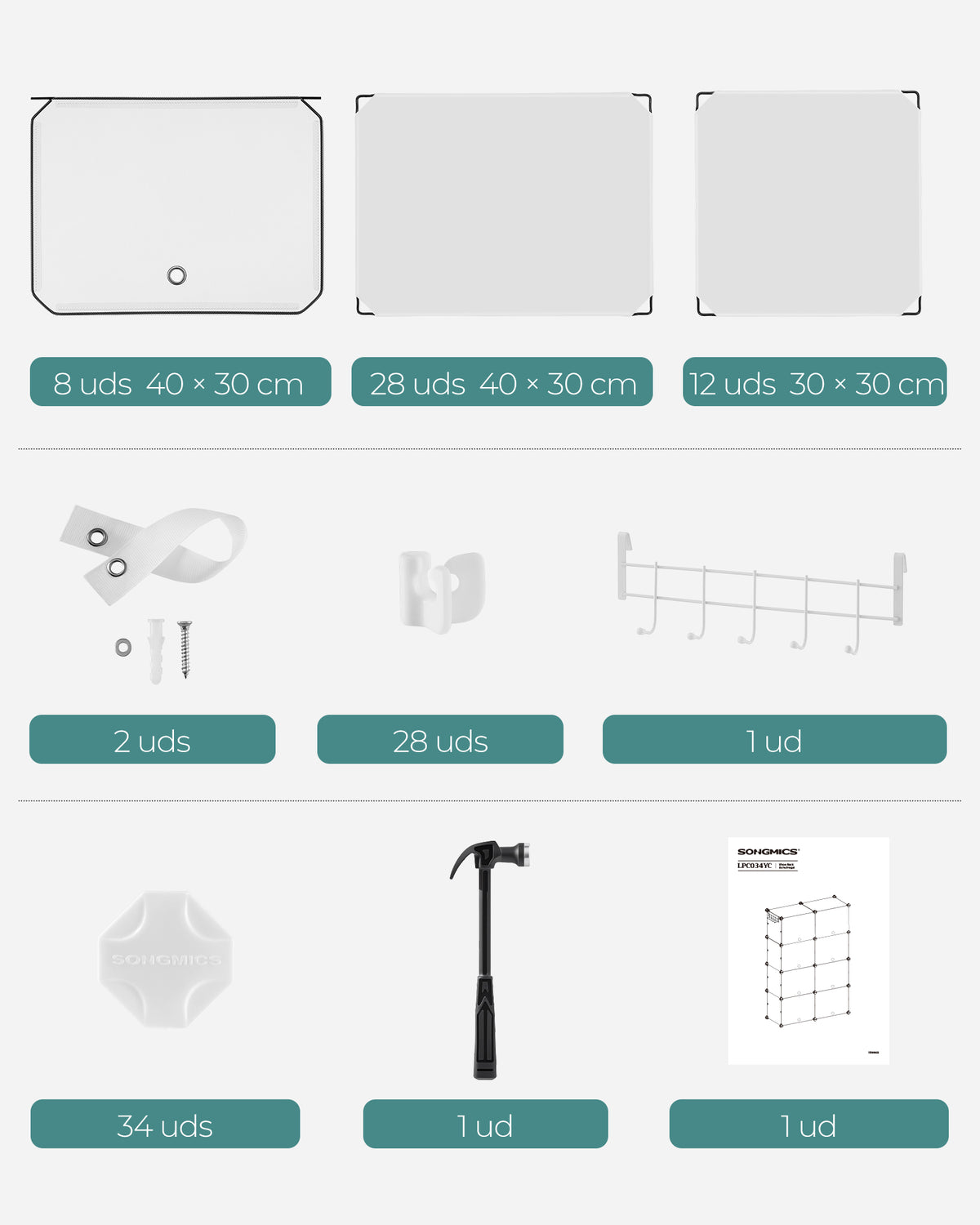 Zapatero Organizador Modular Songmics 32 Pares con Puertas Blanco - foto 9