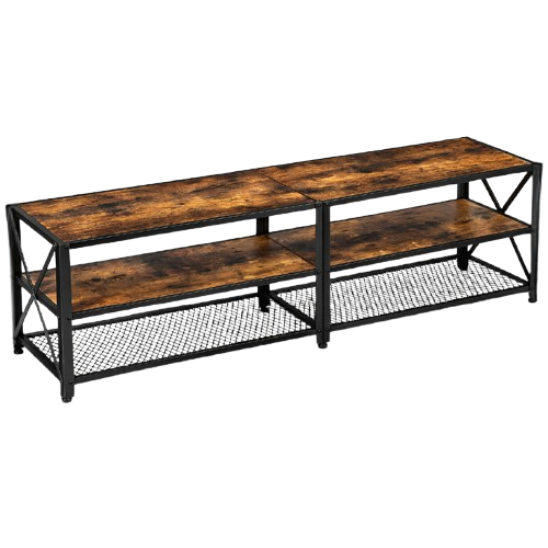 Mueble Rack TV Vasagle Industrial 140 cm 3 Estantes Marrón y Negro