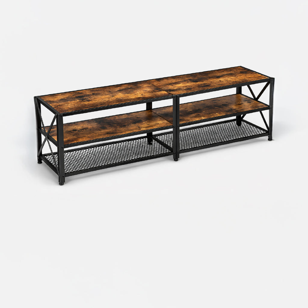 Mueble TV industrial 3 estantes marrón Vasagle