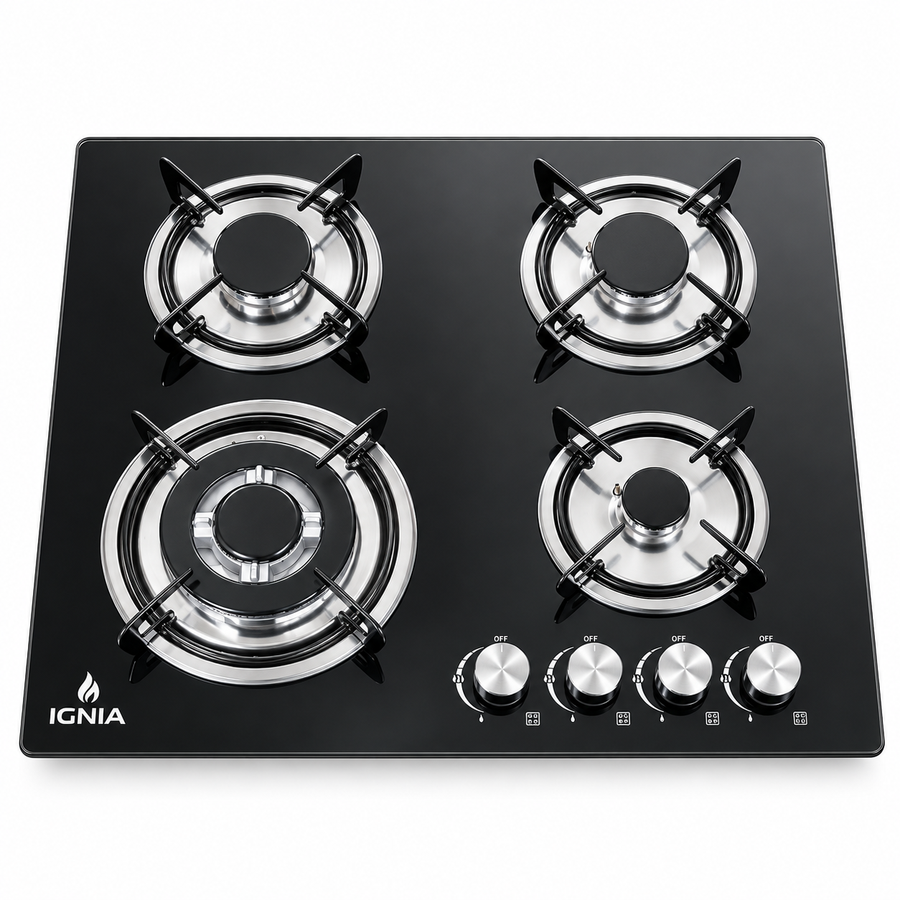 Anafe a Gas IGNIA 4 Hornallas Vidrio Templado 59 cm
