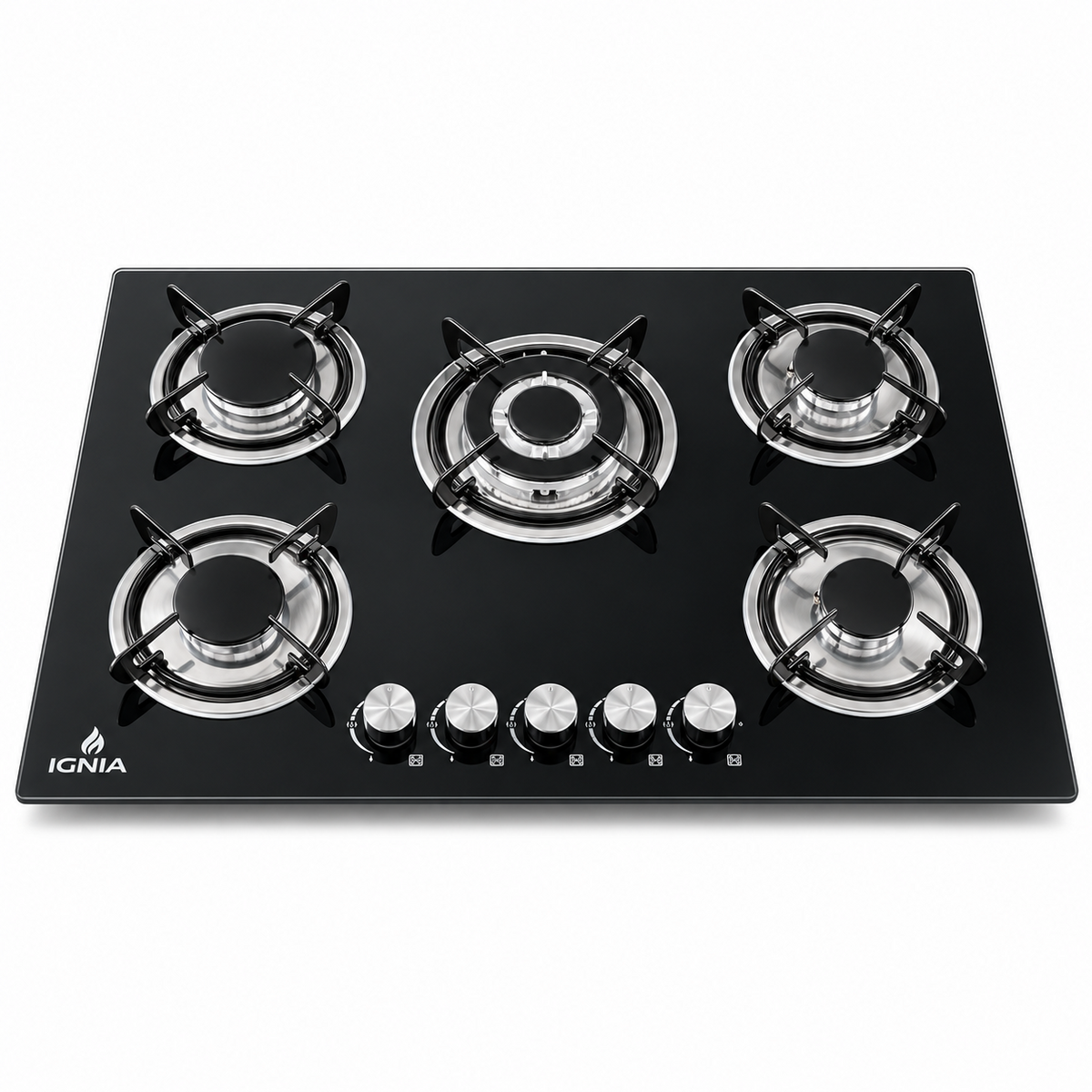 Anafe a Gas IGNIA 5 Hornallas Vidrio Templado 77 cm
