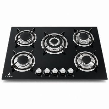 Anafe a Gas IGNIA 5 Hornallas Vidrio Templado 77 cm