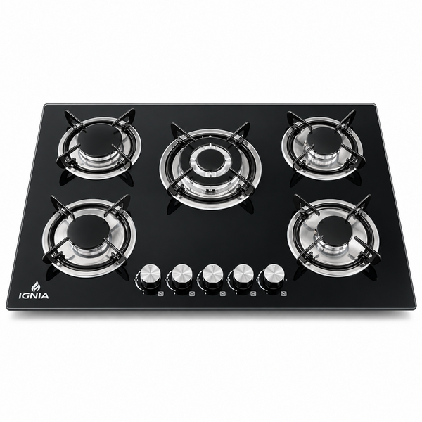Anafe a Gas IGNIA 5 Hornallas Vidrio Templado 77 cm
