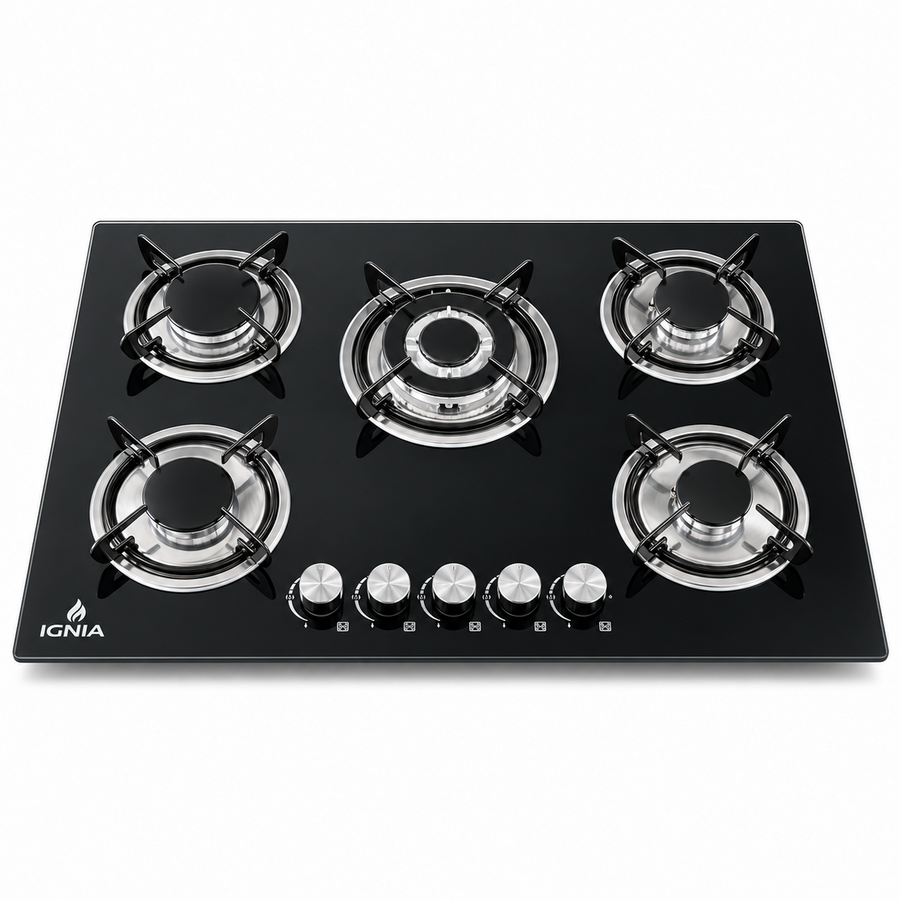 Anafe a Gas IGNIA 5 Hornallas Vidrio Templado 77 cm