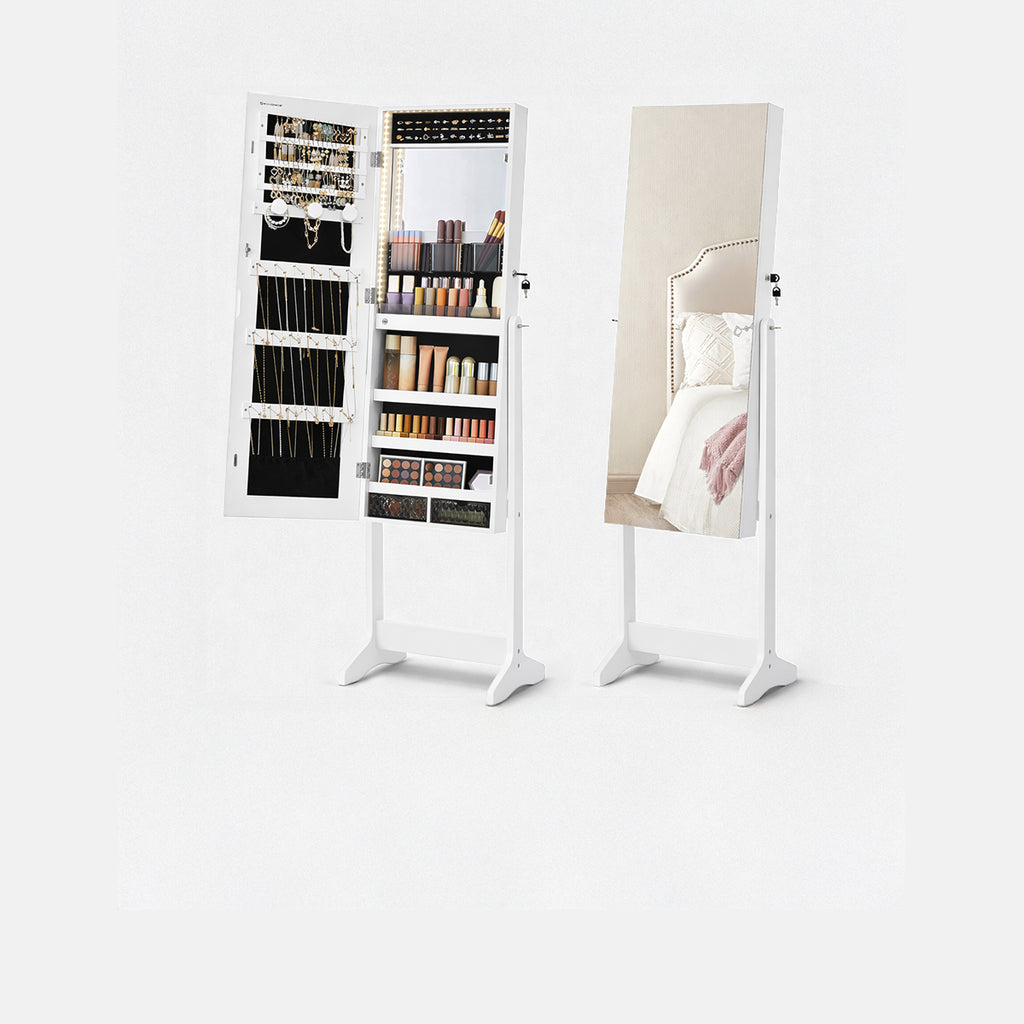 Espejo joyero Songmics con llave y luz LED, organizador de joyas