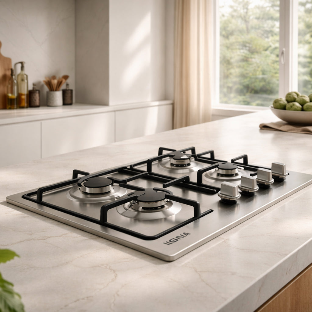 Anafe de Acero Inoxidable IGNIA a Gas Empotrable de 4 Hornallas