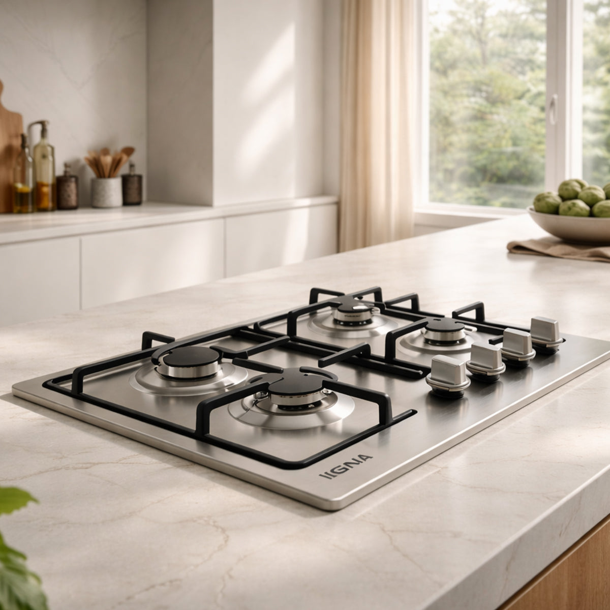 Anafe de Acero Inoxidable IGNIA a Gas Empotrable de 4 Hornallas