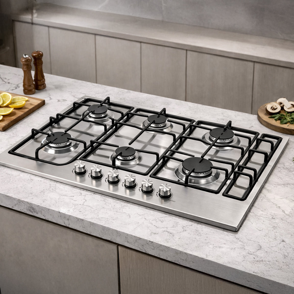 Anafe de Acero Inoxidable IGNIA a Gas Empotrable de 6 Hornallas