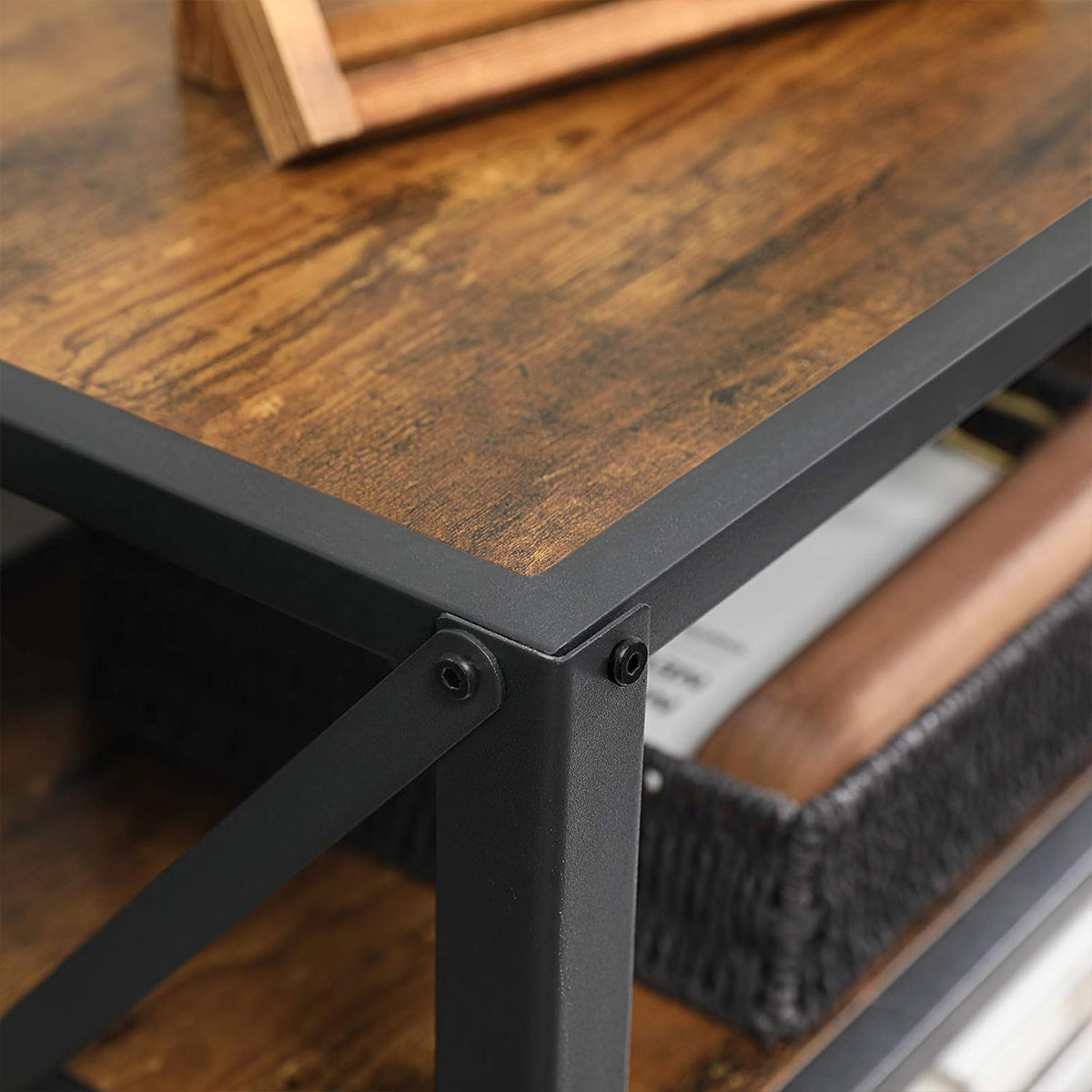 Mueble TV industrial 3 estantes marrón Vasagle