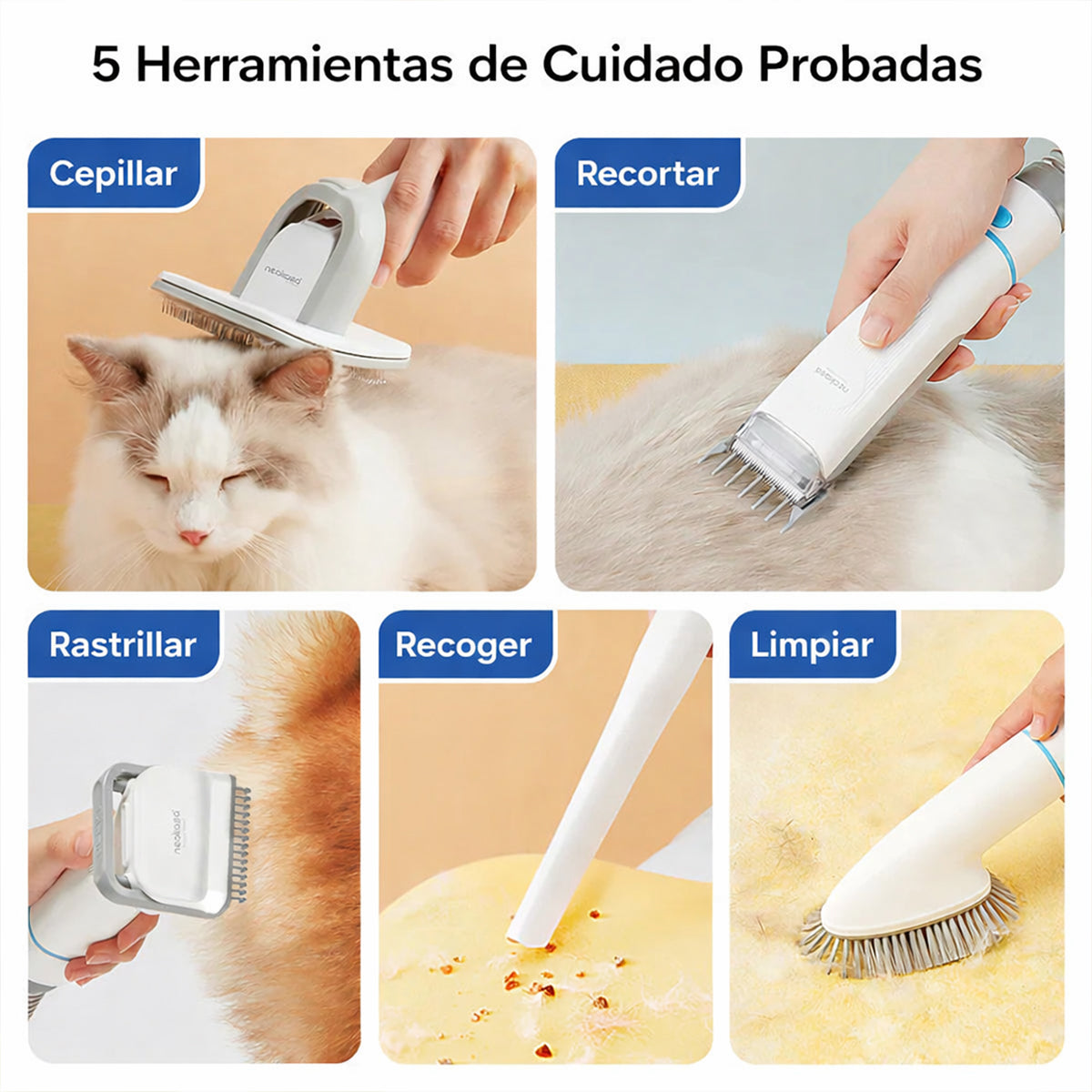 Kit de Aseo Cortadora y Aspiradora para Mascotas (5 en 1)  Neakasa P2 Pro