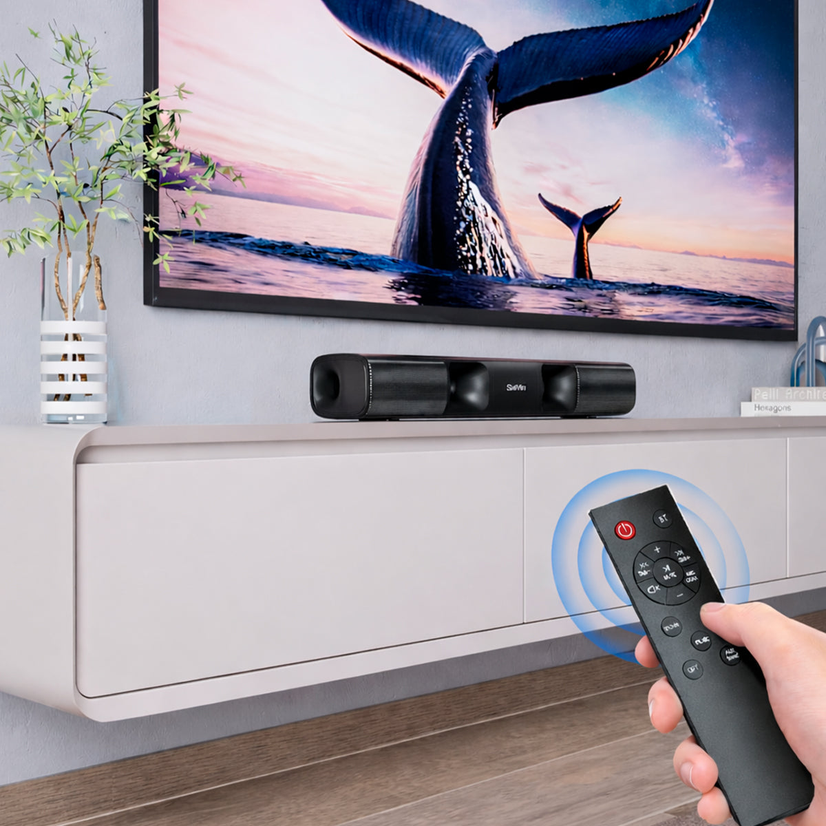 Barra de Sonido 17" Saiyin 50W Bluetooth, Óptica y AUX para Smart TV