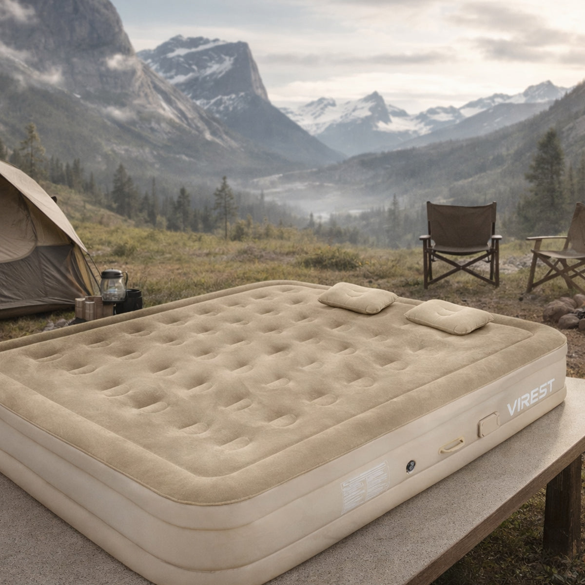 Colchón Inflable 1 Plaza Automático Premium  Bomba USB Inalámbrica Recargable