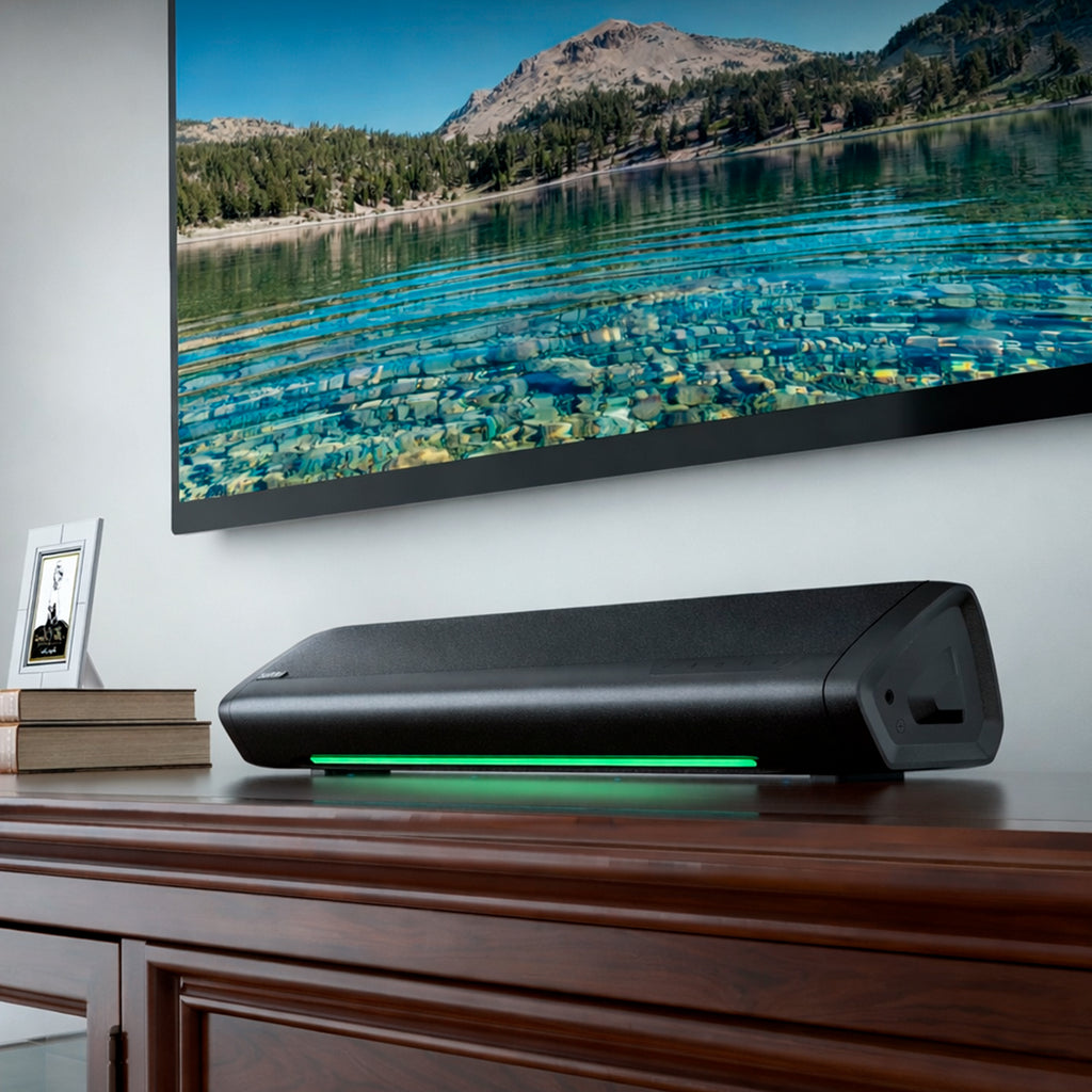 Barra de Sonido con Subwoofer 70W Saiyin con Bluetooth, Óptico y AUX