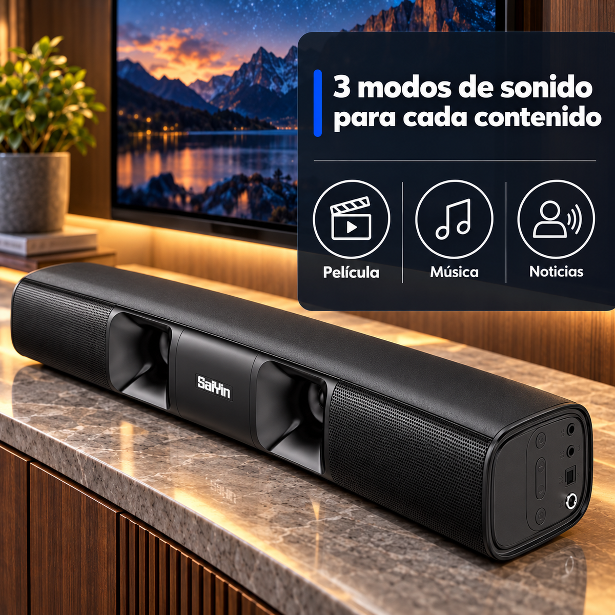 Barra de Sonido Saiyin DS6301H Pro 50 W 17" Bluetooth para Smart TV - foto 5