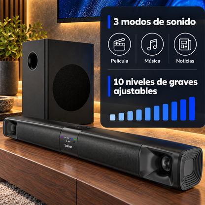 Barra de Sonido Saiyin 2.1 100 W con Subwoofer HDMI ARC Bluetooth - foto 6