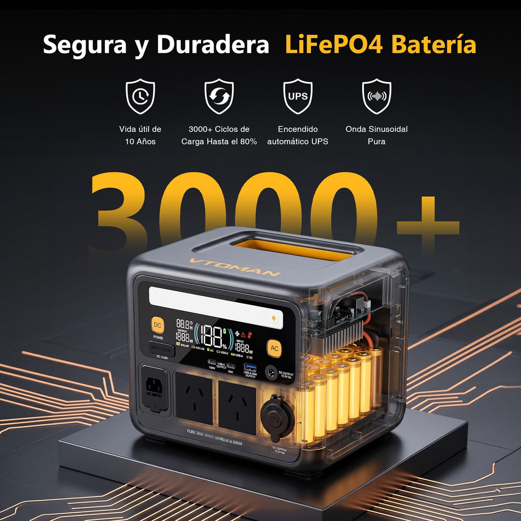 Estación de Energía Portátil VTOMAN Jump 600X - 600W LiFePO4
