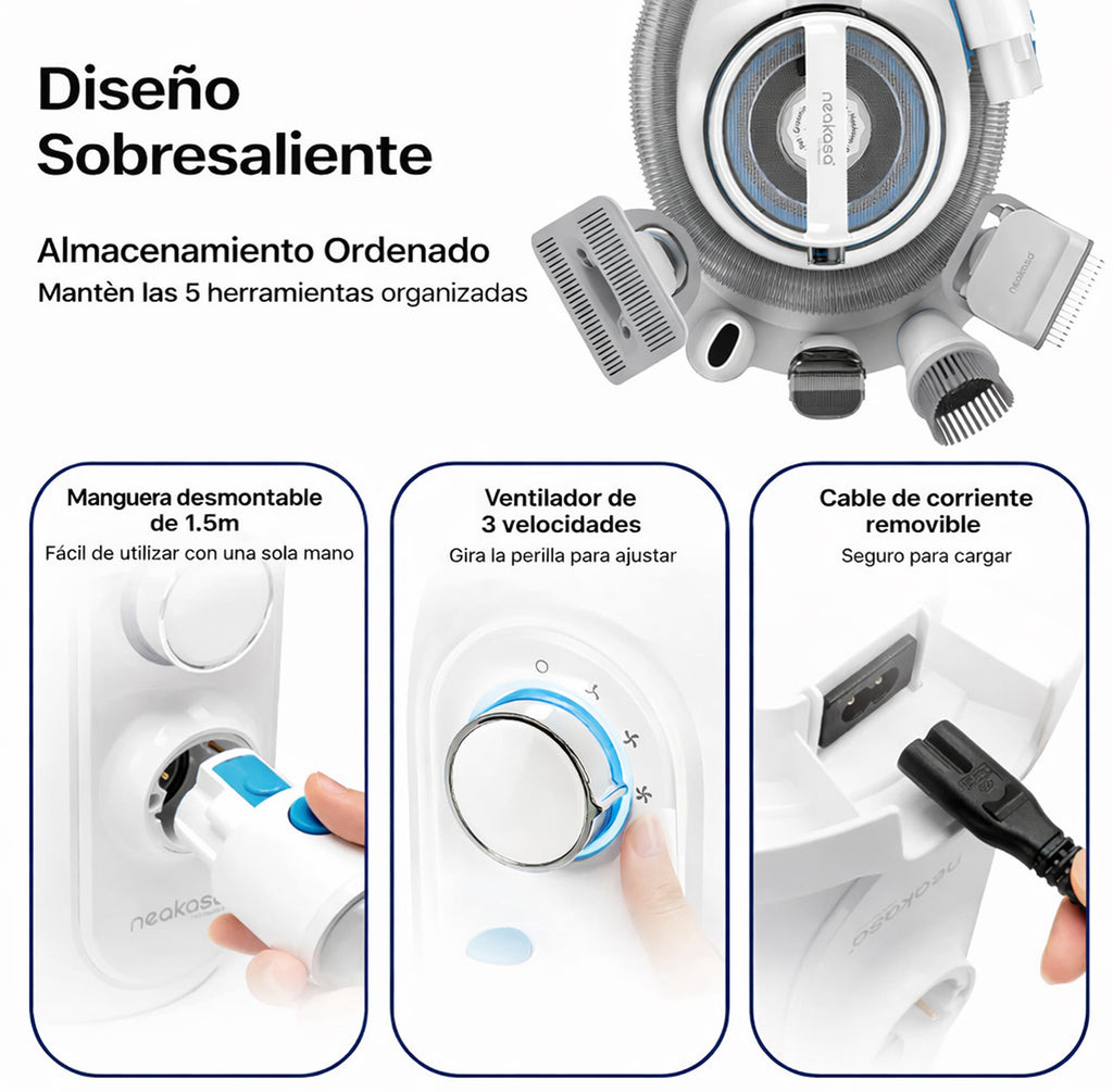 Kit de Aseo Cortadora y Aspiradora para Mascotas (5 en 1)  Neakasa P2 Pro