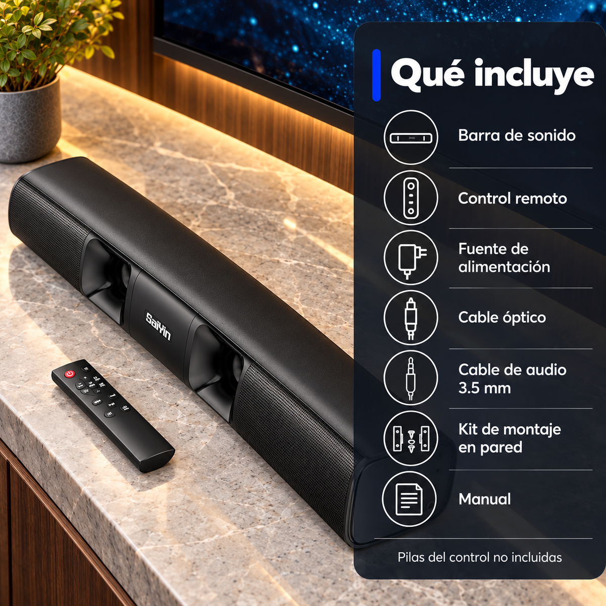 Barra de Sonido Saiyin DS6301H Pro 50 W 17" Bluetooth para Smart TV - foto 7