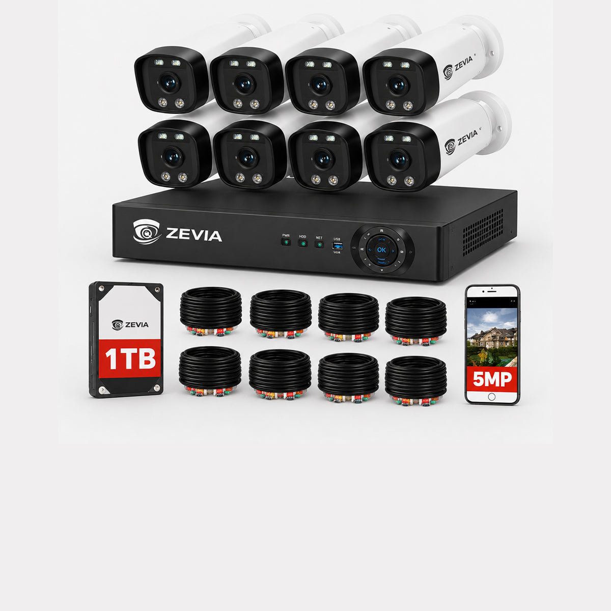Kit 8 Camaras Seguridad 5mp Con Microfono Dvr 8ch