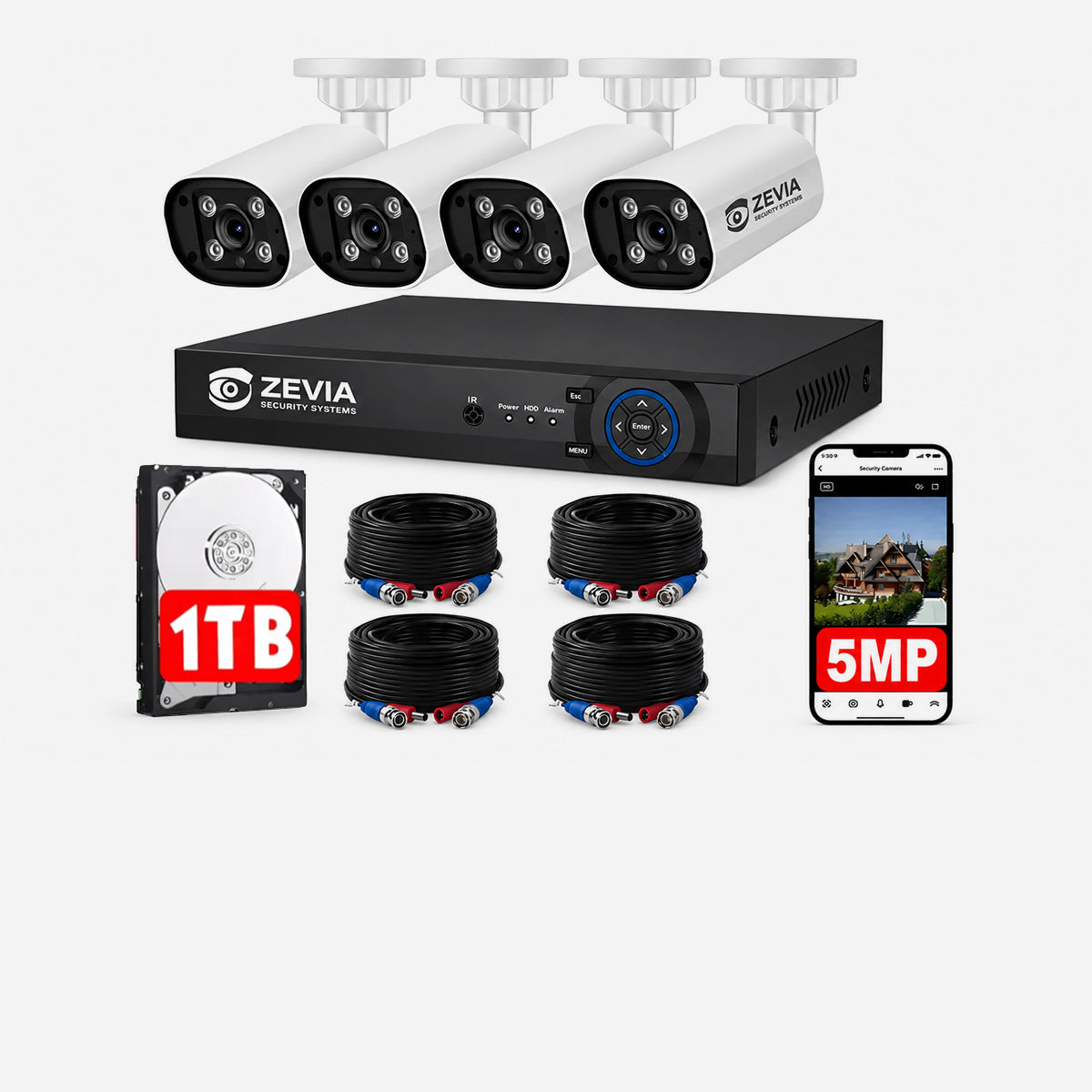 Kit 4 Camaras De Seguridad 5mp Microfono Dvr 8 Canales Zevia