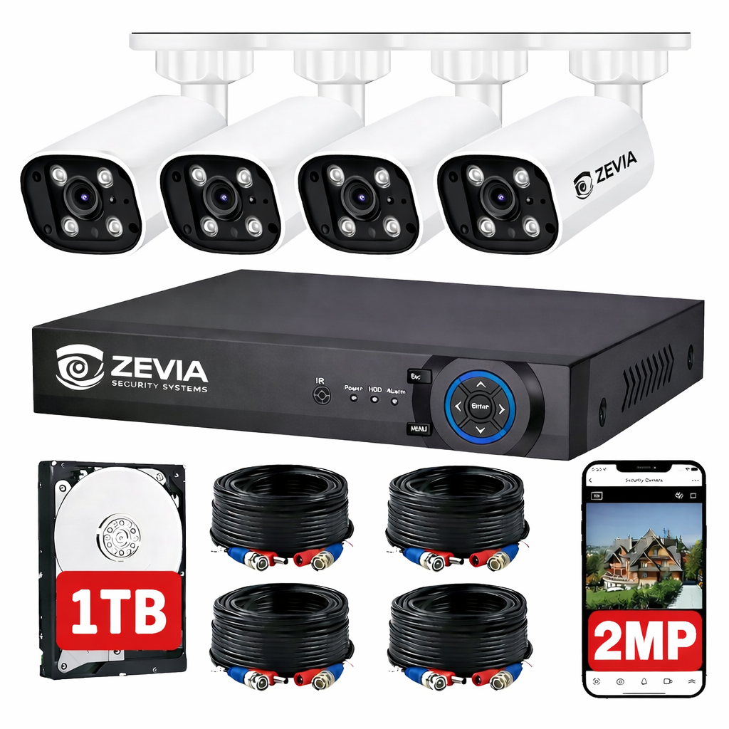 Cámaras De Seguridad 2MP Visión Nocturna Ip Zevia Dvr