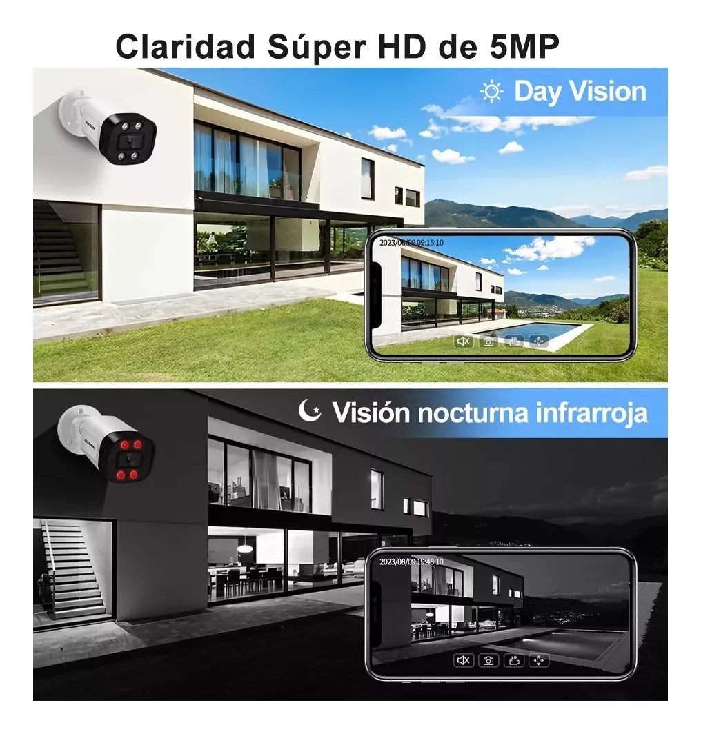 kit de camara de seguridad 5MP 4 Camaras Dvr 8 canaleres