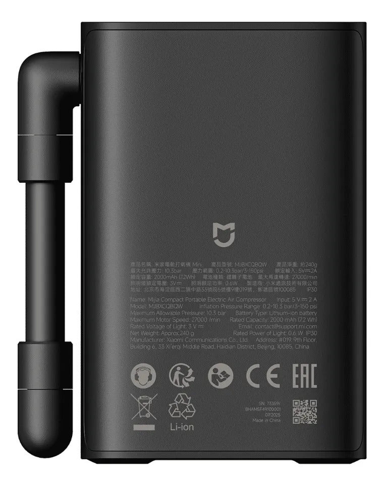 Inflador Portátil Xiaomi Mijia Compact Compresor de Aire 150 PSI Bici Moto Monopatín