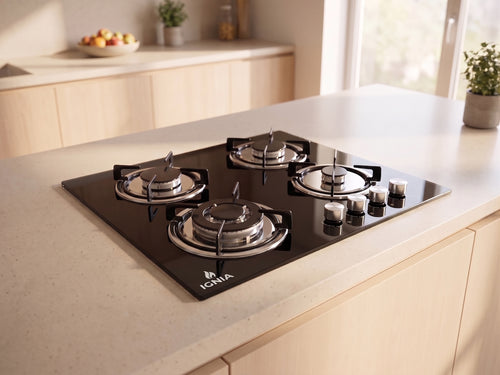 Anafe a Gas IGNIA IG614G - 4 Hornallas Vidrio Templado 59 cm