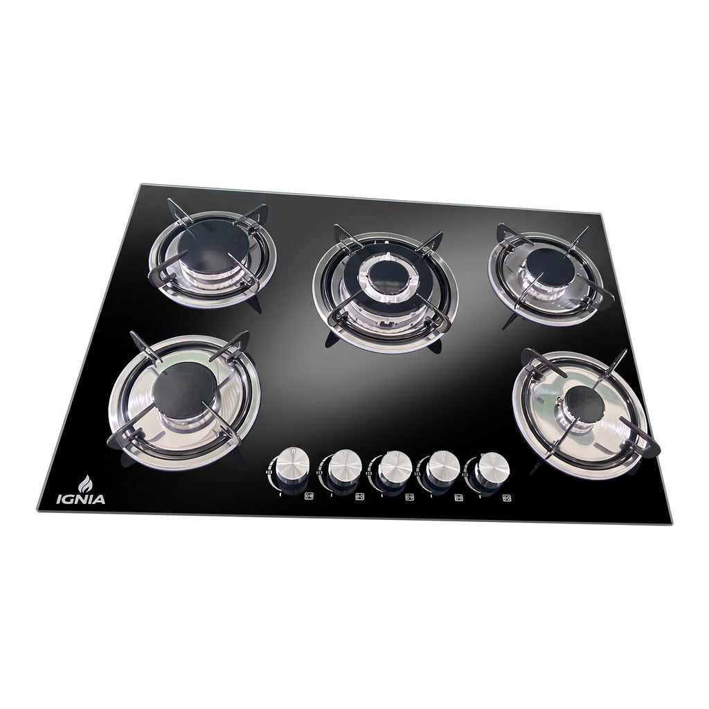 Anafe a Gas IGNIA IG705G - 5 Hornallas Vidrio Templado 77 cm