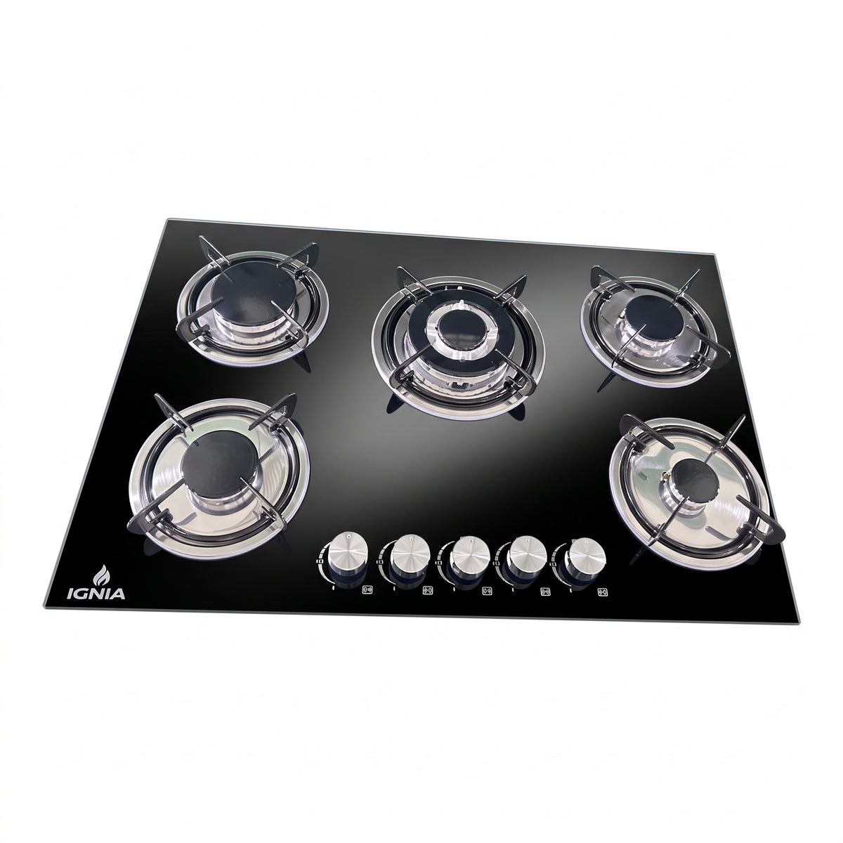 Anafe a Gas IGNIA IG705G - 5 Hornallas Vidrio Templado 77 cm