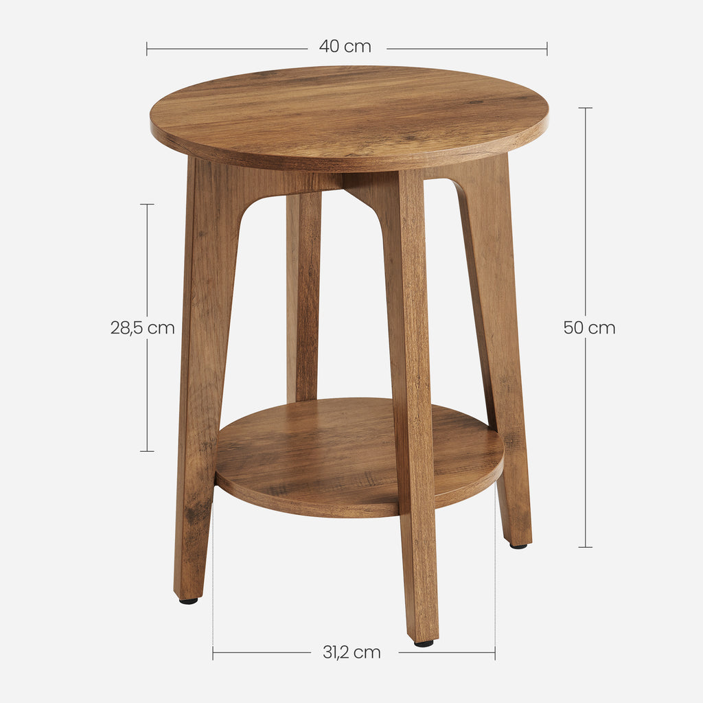 Mesa Auxiliar Redonda Songmics Maezo 2 Niveles 40cm Honey Brown