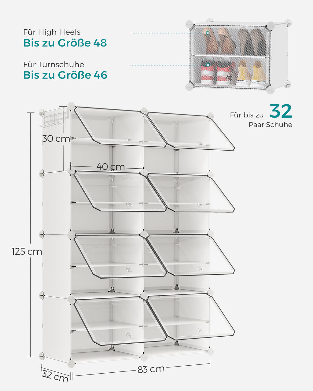 Zapatero Transparente Caja organizadora para calzado x32 Songmics