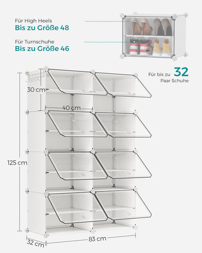 Zapatero Organizador Modular Songmics 32 Pares con Puertas Blanco - foto 3