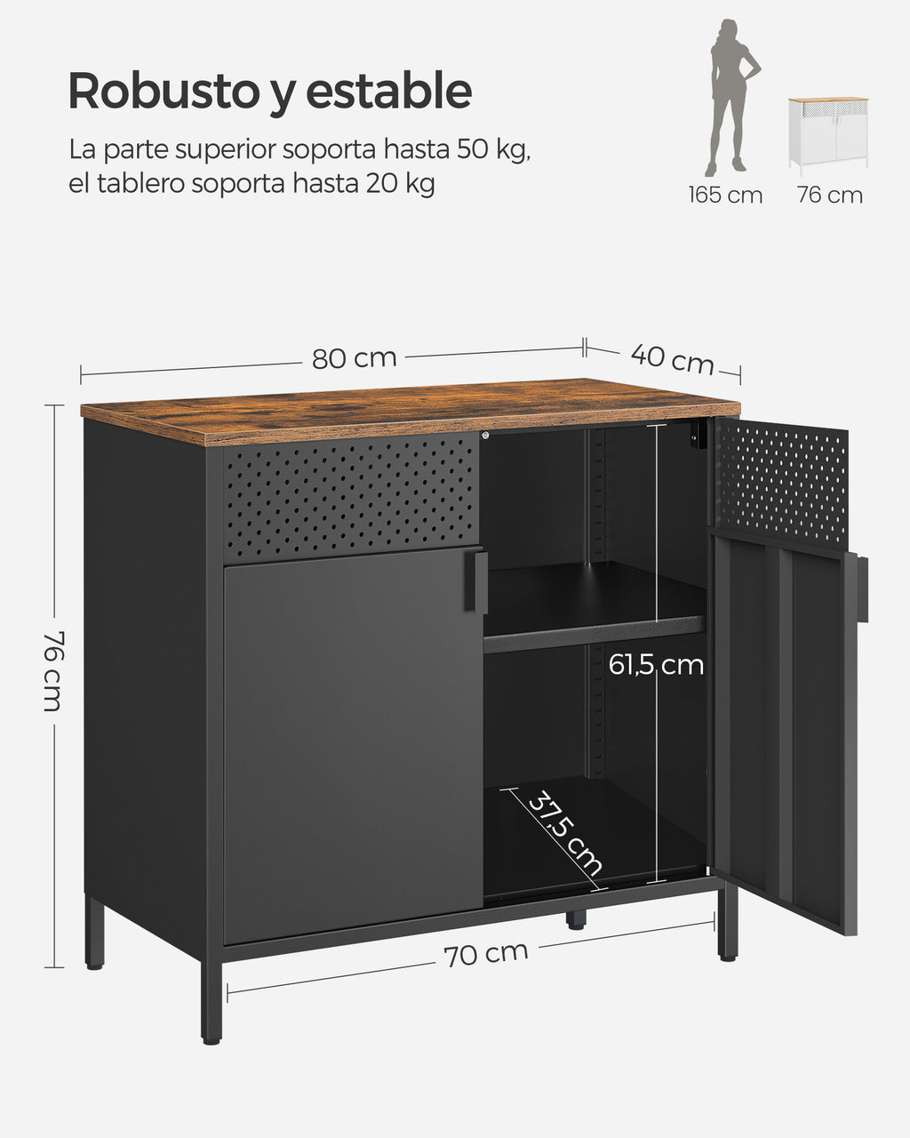 Mueble Aparador Songmics Vasagle 80cm Buffet Organizador Industrial