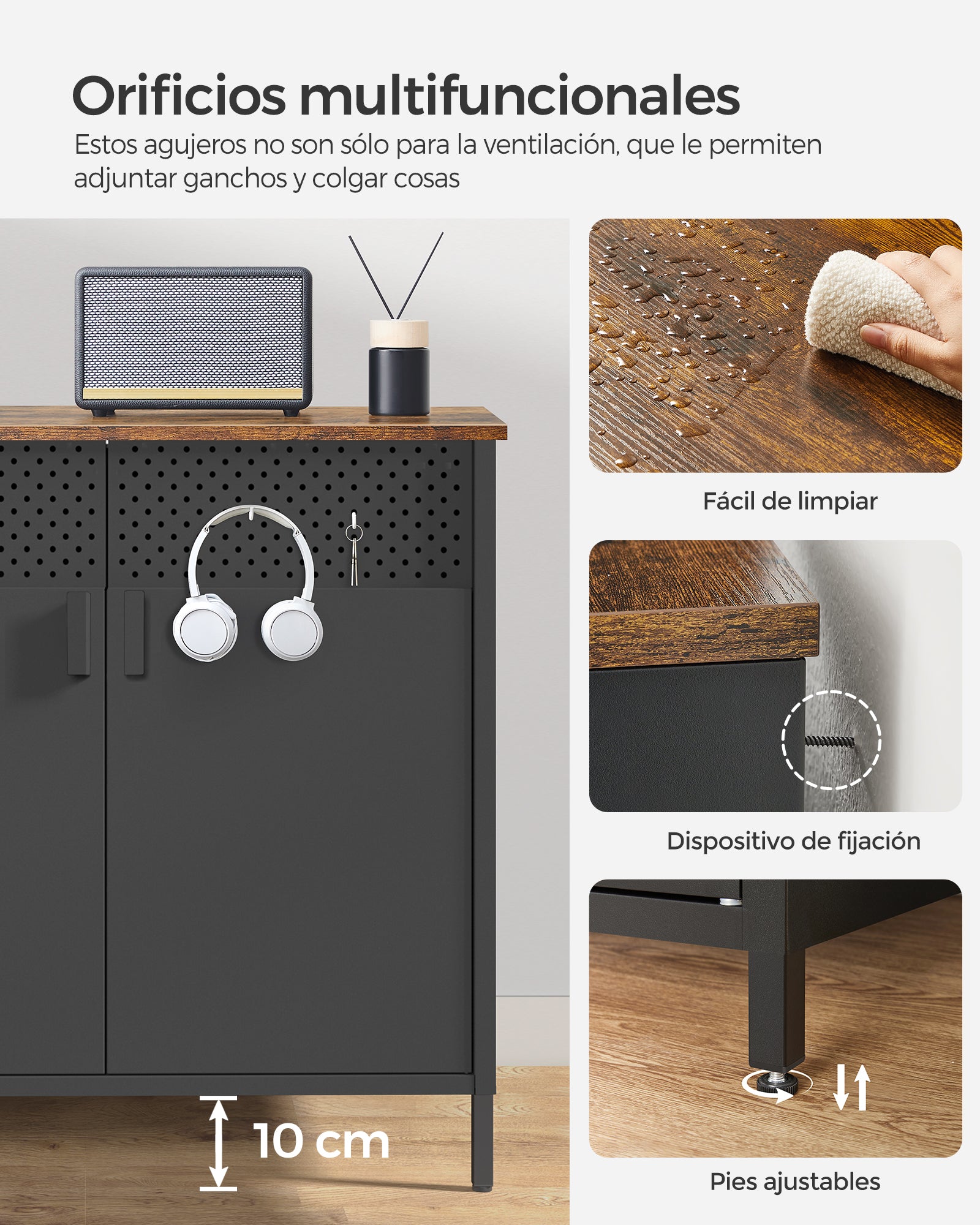 Mueble Aparador Songmics Vasagle 80cm Buffet Organizador Industrial
