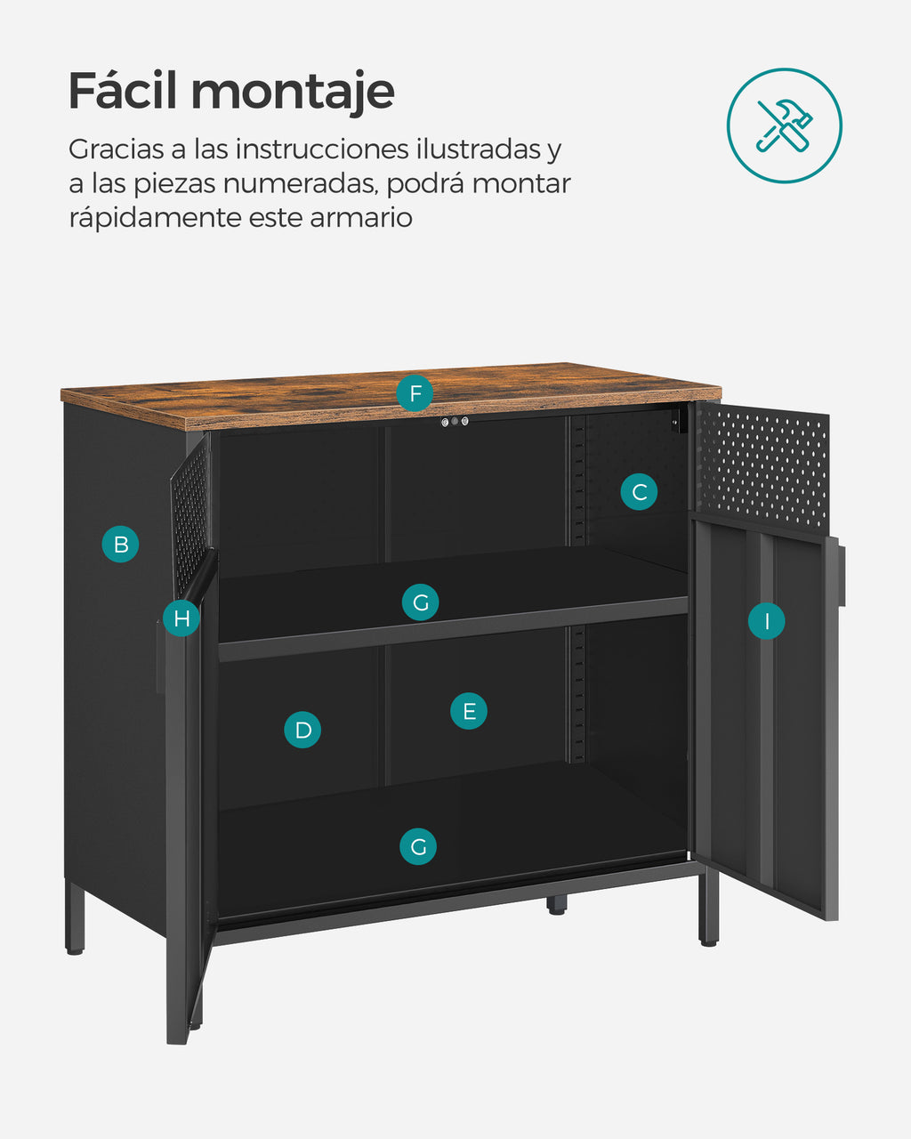 Mueble Aparador Songmics Vasagle 80cm Buffet Organizador Industrial