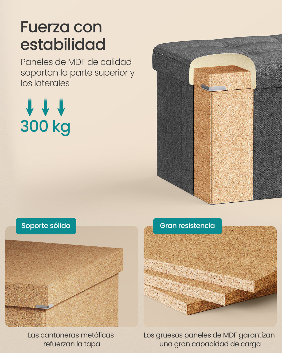 Baulera Pie de Cama Songmics Plegable 131 L Gris Oscuro - foto 4