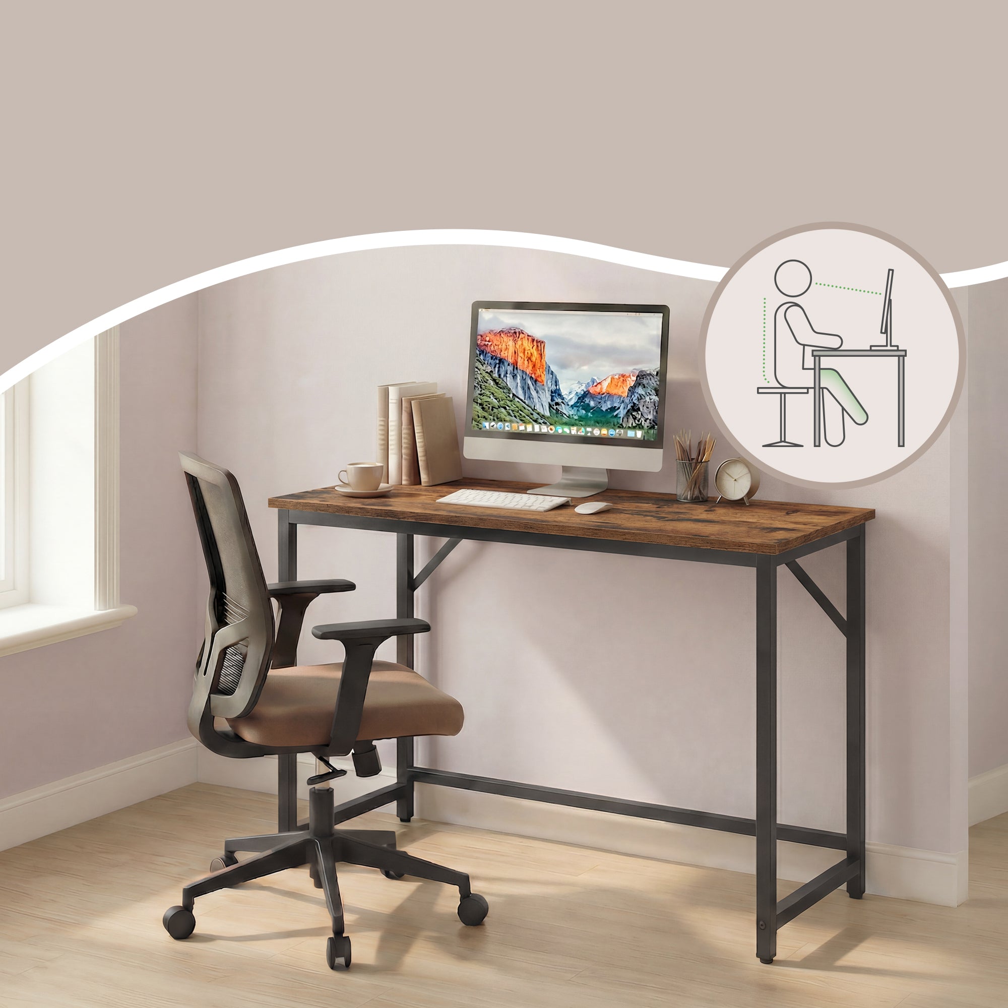 Escritorio Songmics Industrial 100cm Computadora Home Office