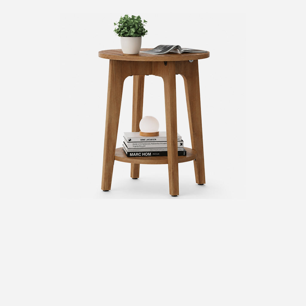 Mesa Auxiliar Redonda Songmics Maezo 2 Niveles 40cm Honey Brown