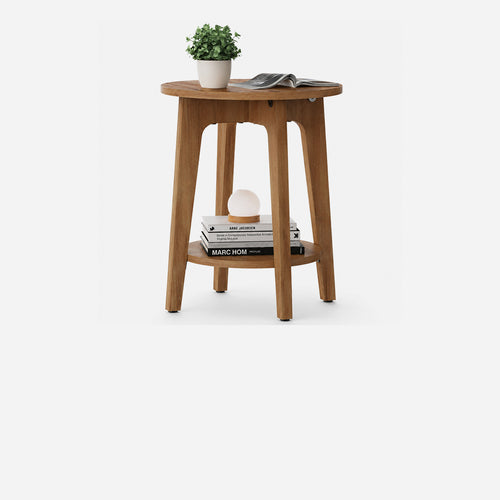 Mesa Auxiliar Redonda Songmics Maezo 2 Niveles 40cm Honey Brown