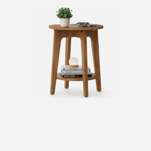 Mesa Auxiliar Redonda Songmics Maezo 2 Niveles 40cm Honey Brown