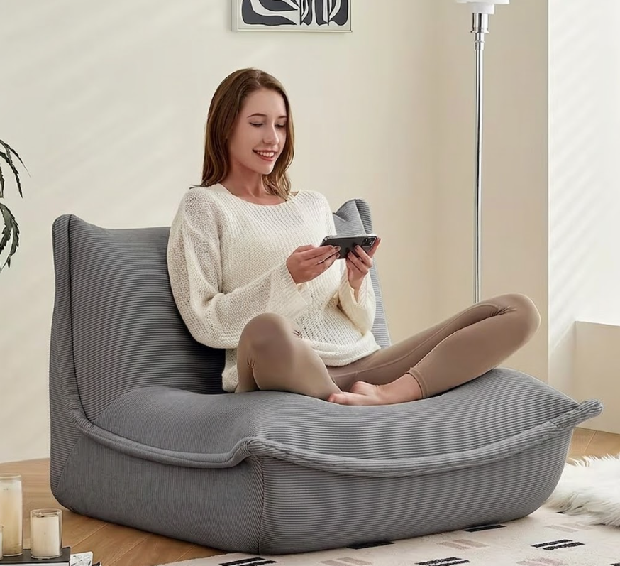 Sillón Individual Gris Ergonómico De Espuma Alta Densidad