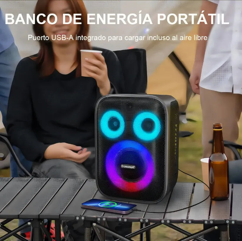 Parlante Bluetooth Tronsmart Halo 200 120w Luces Led Fiesta Negro