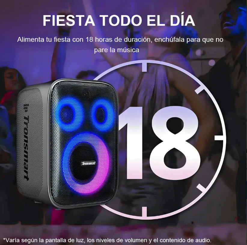 Parlante Bluetooth Tronsmart Halo 200 120w Luces Led Fiesta Negro