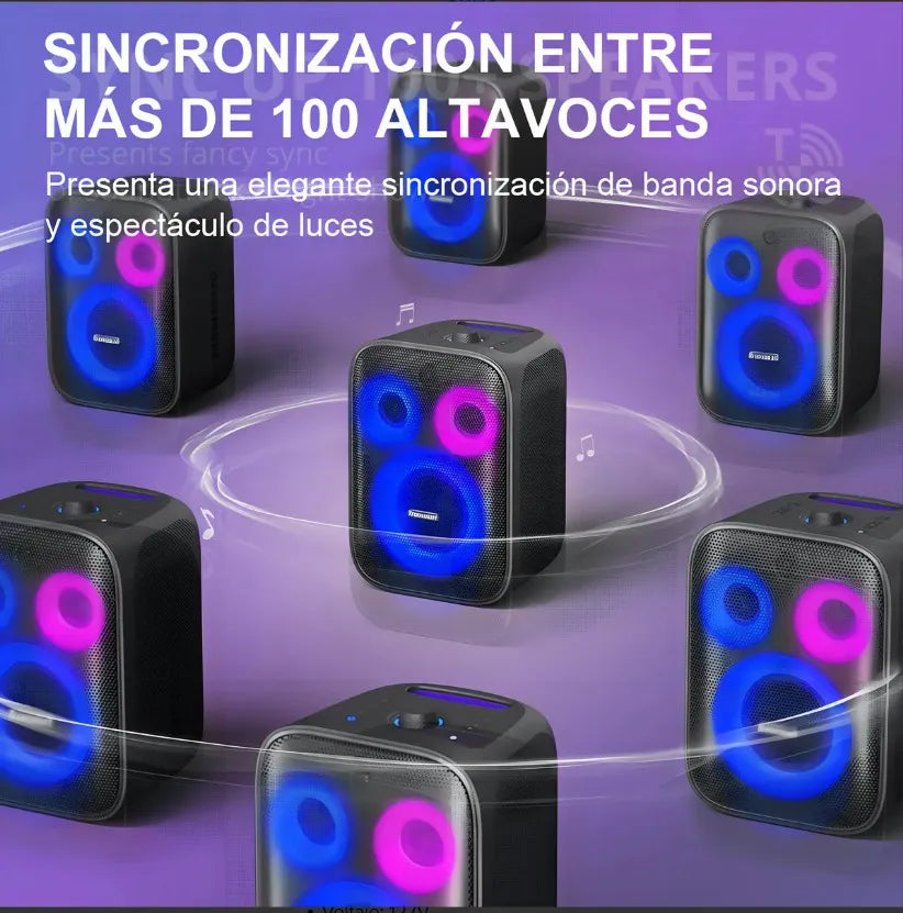 Parlante Bluetooth Tronsmart Halo 200 120w Luces Led Fiesta Negro