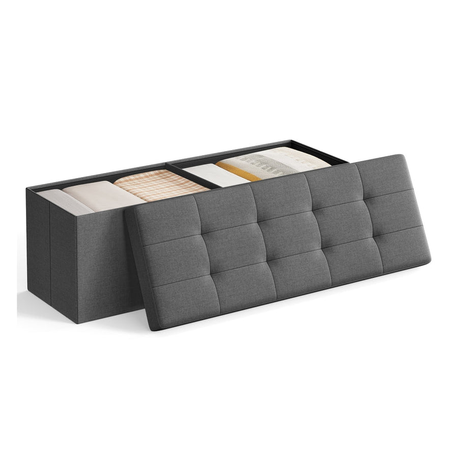 Baulera Pie de Cama Songmics Plegable 131 L Gris Oscuro