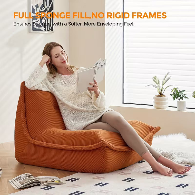 Sillón Individual Naranja Ergonómico De Espuma Alta Densidad