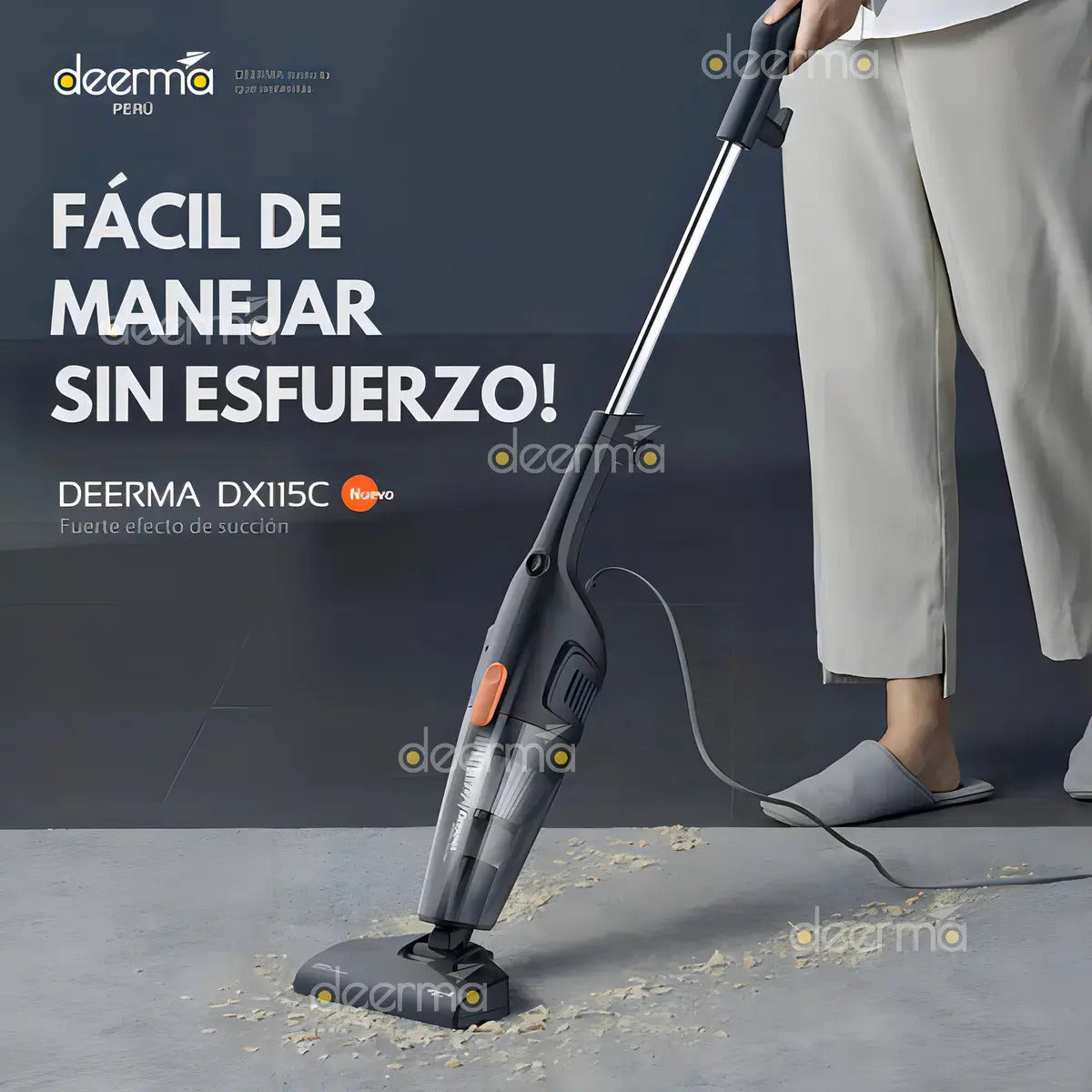 Aspiradora Deerma DX115C 3 En 1 Vertical y De Mano 600W Filtro HEPA 1.2L